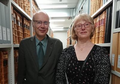 Landskapsarkivarie Åke Söderlund och Lilian Rapp