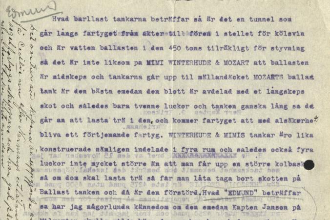 Brevet från kapten de Cloux till Gustaf Erikson den 20.11.1921 fortsätter, s. 2/2
