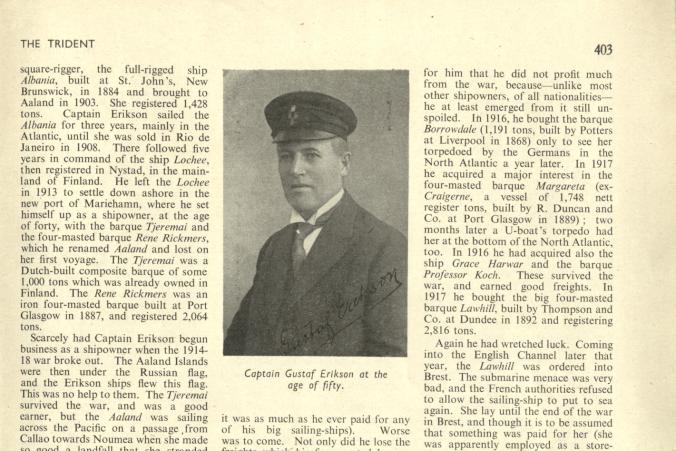 Nekrolog om Gustaf Erikson i tidskriften "The Trident" fortsätter, s. 2/4.