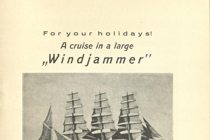 The travel broschure advertises cruises on Gustaf Erikson's vessels.