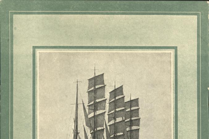 Baksidan av resebroschyren "The Large Sailing Ships Owned by Captain Gustaf Erikson".