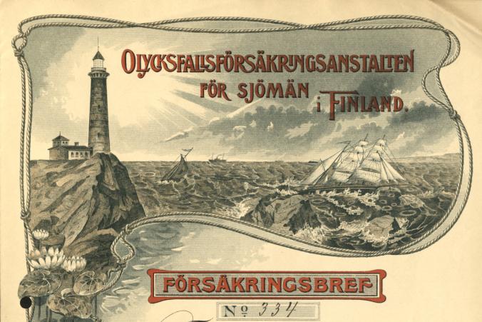 Försäkringsbrev "för de till besättningen å barkskeppet Tjerimai hörande personer" daterad den 22.1.1914.